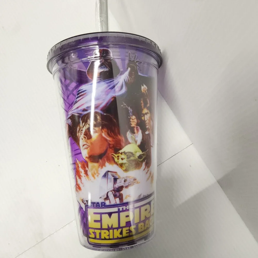 4 Pcs Star Wars Empire Strikes Back Tumbler Cup w/ Straw Purple Plastic 167